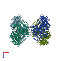 PDB entry 5vyj coloured by chain, top view.