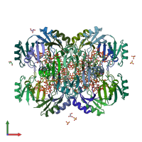 PDB entry 5vyp coloured by chain, front view.