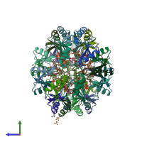 PDB entry 5vyp coloured by chain, side view.