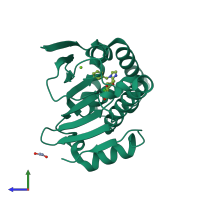 PDB entry 5vyy coloured by chain, side view.
