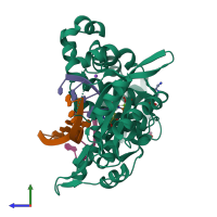 PDB entry 5vz7 coloured by chain, side view.