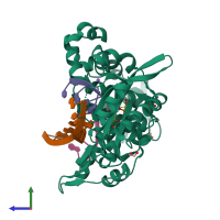 PDB entry 5vz8 coloured by chain, side view.