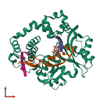 PDB entry 5vza coloured by chain, front view.