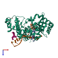 PDB entry 5vzb coloured by chain, top view.
