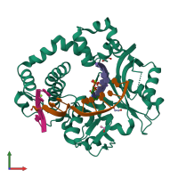 PDB entry 5vzi coloured by chain, front view.