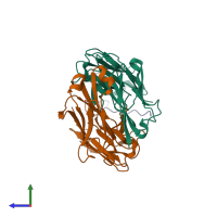 PDB entry 5vzy coloured by chain, side view.