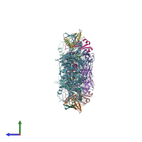PDB entry 5w0k coloured by chain, side view.