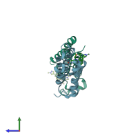 PDB entry 5w0l coloured by chain, side view.