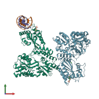 PDB entry 5w0u coloured by chain, front view.