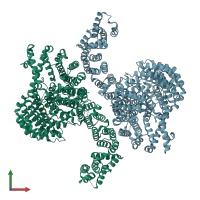 PDB entry 5w0v coloured by chain, front view.