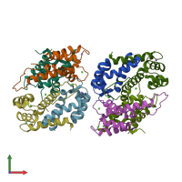 PDB entry 5w1f coloured by chain, front view.