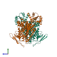 PDB entry 5w1l coloured by chain, side view.