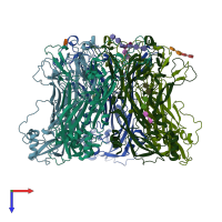 PDB entry 5w1o coloured by chain, top view.