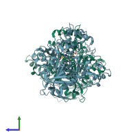 PDB entry 5w1u coloured by chain, side view.