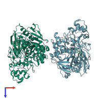 PDB entry 5w1u coloured by chain, top view.