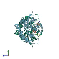 PDB entry 5w22 coloured by chain, side view.