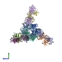 PDB entry 5w23 coloured by chain, side view.