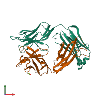 PDB entry 5w24 coloured by chain, front view.