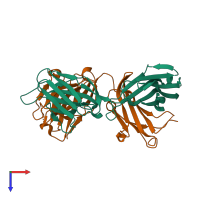 PDB entry 5w24 coloured by chain, top view.