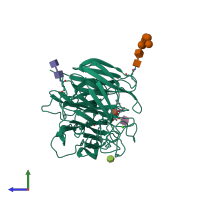 PDB entry 5w26 coloured by chain, side view.