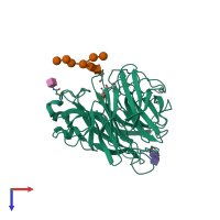 PDB entry 5w26 coloured by chain, top view.