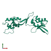 PDB entry 5w2f coloured by chain, front view.