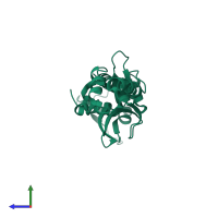 PDB entry 5w2f coloured by chain, side view.