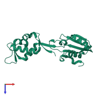 PDB entry 5w2f coloured by chain, top view.