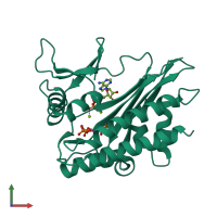 PDB entry 5w2i coloured by chain, front view.
