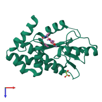 PDB entry 5w3i coloured by chain, top view.