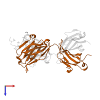 Antibody C706 Fab HEAVY CHAIN in PDB entry 5w3p, assembly 1, top view.