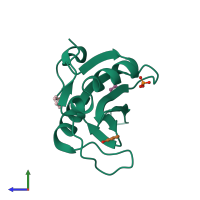 PDB entry 5w3r coloured by chain, side view.