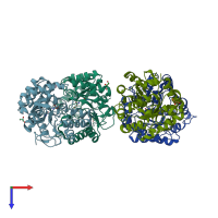 PDB entry 5w3u coloured by chain, top view.