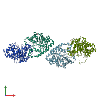 PDB entry 5w3z coloured by chain, front view.