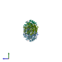 PDB entry 5w3z coloured by chain, side view.