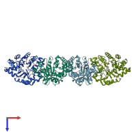 PDB entry 5w3z coloured by chain, top view.