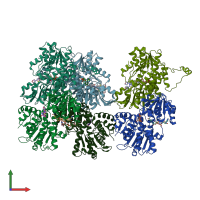 PDB entry 5w4b coloured by chain, front view.