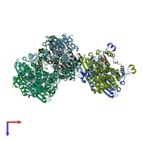 PDB entry 5w4b coloured by chain, top view.