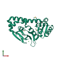 Monomeric assembly 1 of PDB entry 5w5b coloured by chemically distinct molecules, front view.