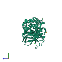 PDB entry 5w5b coloured by chain, side view.