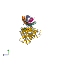 PDB entry 5w5c coloured by chain, side view.