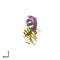 PDB entry 5w5d coloured by chain, side view.