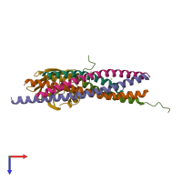 PDB entry 5w5d coloured by chain, top view.