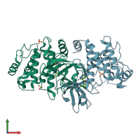 PDB entry 5w5j coloured by chain, front view.
