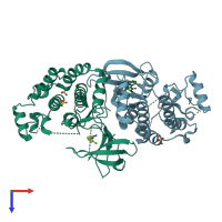 PDB entry 5w5j coloured by chain, top view.