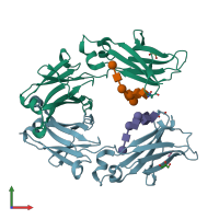 PDB entry 5w5n coloured by chain, front view.
