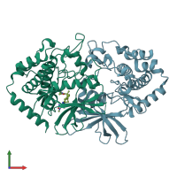 PDB entry 5w5q coloured by chain, front view.
