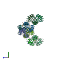 PDB entry 5w5t coloured by chain, side view.