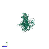 PDB entry 5w5v coloured by chain, side view.