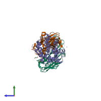 PDB entry 5w5x coloured by chain, side view.